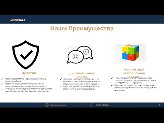 evosale.com.ua +380504482436 Подписываем NDA о неразглашении перед началом работы Предоставляем рекомендации от