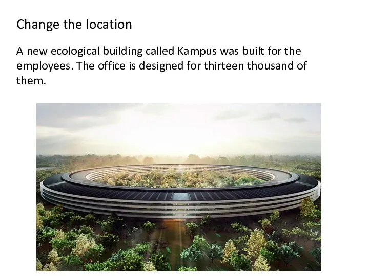 Change the location A new ecological building called Kampus was built for