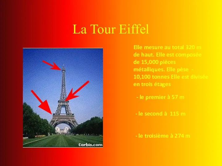 La Tour Eiffel - le second à 115 m - le troisième