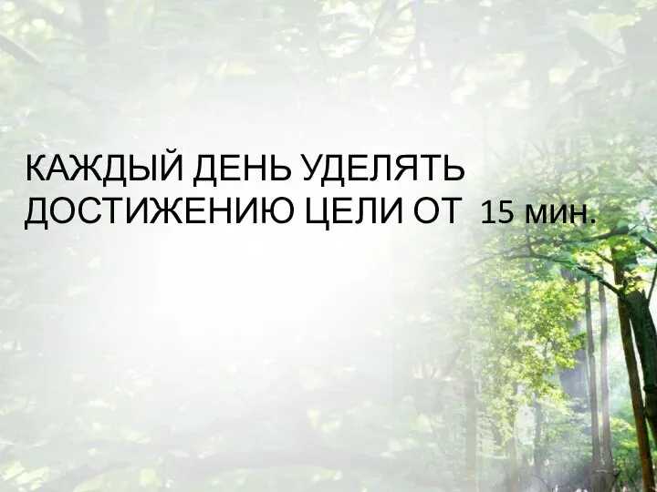 КАЖДЫЙ ДЕНЬ УДЕЛЯТЬ ДОСТИЖЕНИЮ ЦЕЛИ ОТ 15 мин.