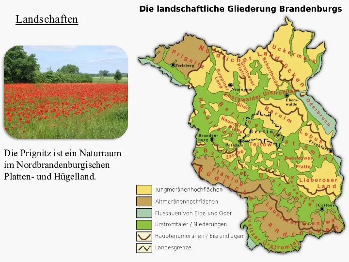 Landschaften Die Prignitz ist ein Naturraum im Nordbrandenburgischen Platten- und Hügelland.