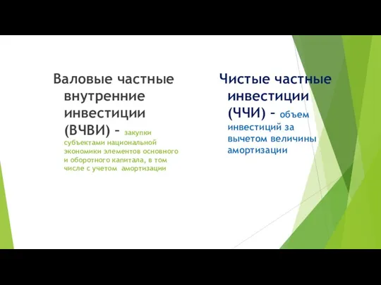 Валовые частные внутренние инвестиции (ВЧВИ) – закупки субъектами национальной экономики элементов основного