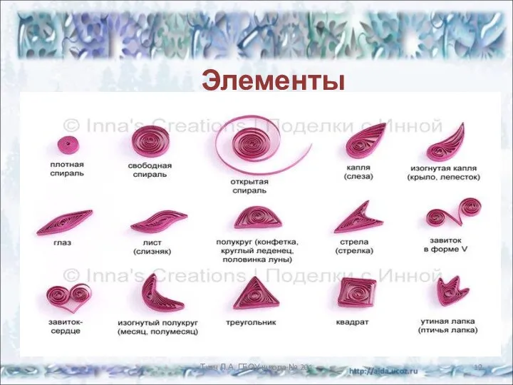 Элементы квиллинга Ткач Л.А. ГБОУ школа № 201