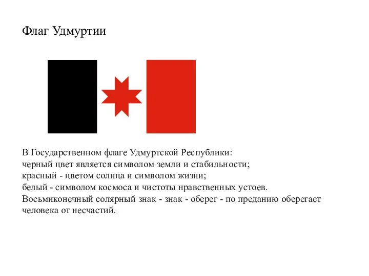 Флаг Удмуртии В Государственном флаге Удмуртской Республики: черный цвет является символом земли