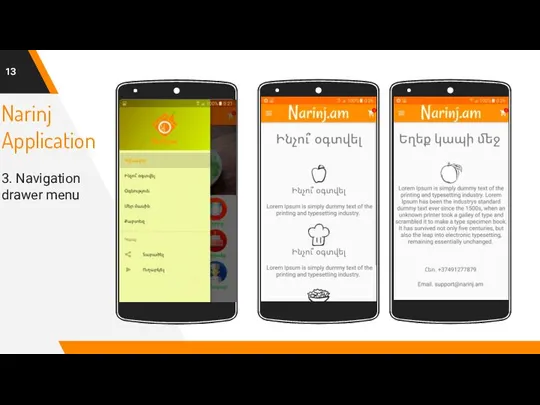 Narinj Application 3. Navigation drawer menu Place your screenshot here