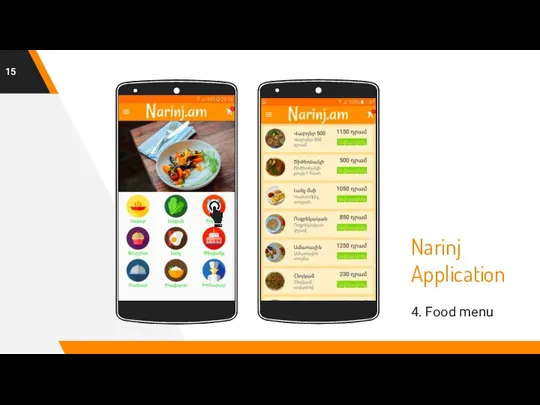 Narinj Application 4. Food menu Place your screenshot here