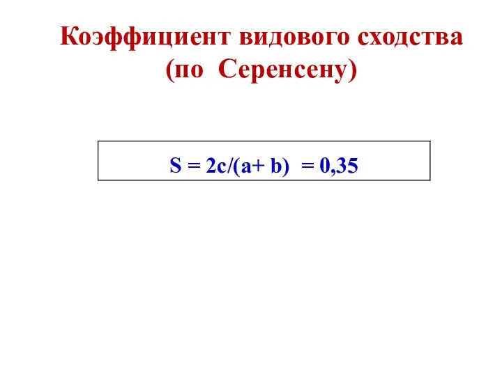 Коэффициент видового сходства (по Серенсену)