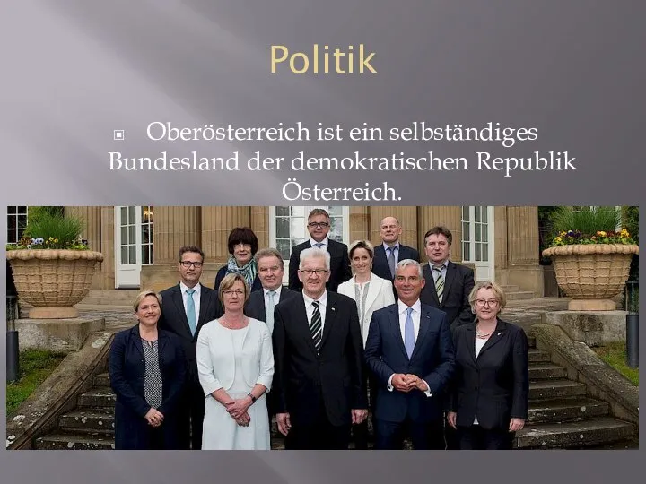 Politik Oberösterreich ist ein selbständiges Bundesland der demokratischen Republik Österreich.
