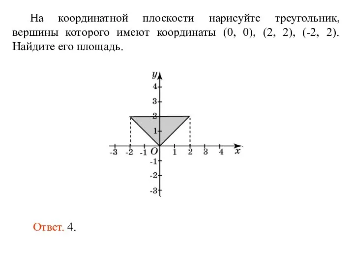 На координатной плоскости нарисуйте треугольник, вершины которого имеют координаты (0, 0), (2,