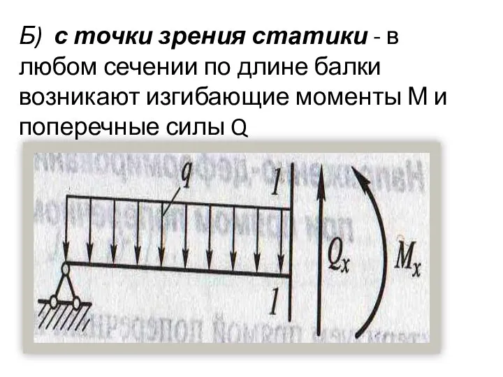 Б) с точки зрения статики - в любом сечении по длине балки