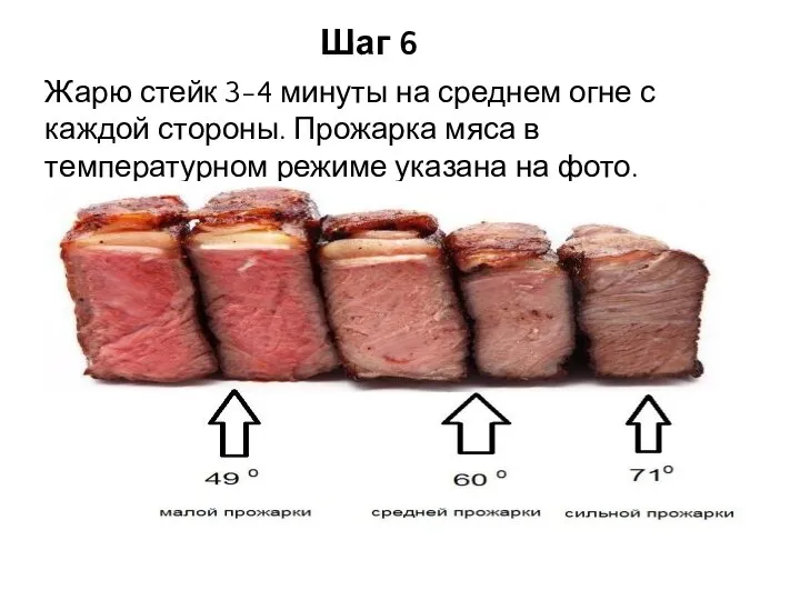 Шаг 6 Жарю стейк 3-4 минуты на среднем огне с каждой стороны.