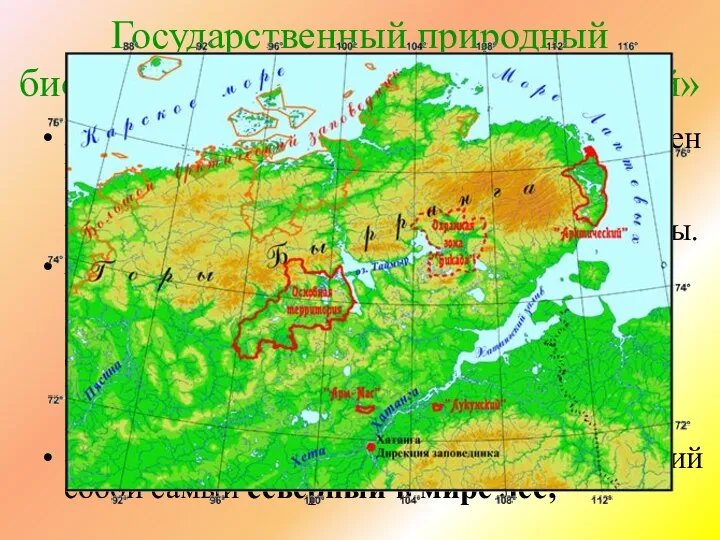 Государственный природный биосферный заповедник «Таймырский» Заповедник, основанный в 1979 г., расположен на