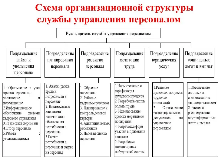 Схема организационной структуры службы управления персоналом