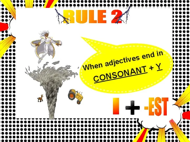 RULE 2 When adjectives end in CONSONANT + Y I -EST