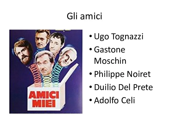 Gli amici Ugo Tognazzi Gastone Moschin Philippe Noiret Duilio Del Prete Adolfo Celi