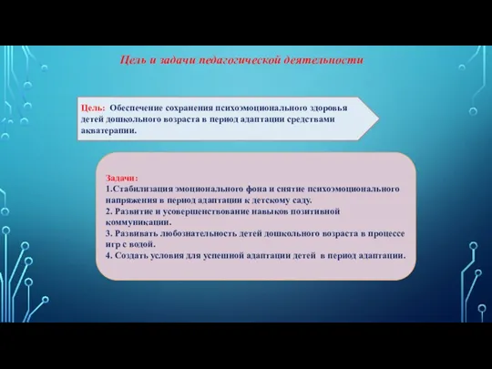 Цель: Обеспечение сохранения психоэмоционального здоровья детей дошкольного возраста в период адаптации средствами