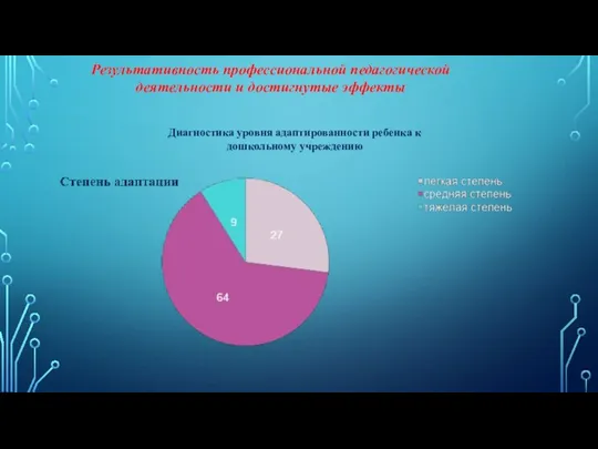 Диагностика уровня адаптированности ребенка к дошкольному учреждению Результативность профессиональной педагогической деятельности и достигнутые эффекты