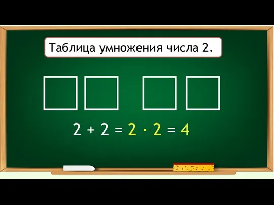 2 + 2 = 2 · 2 = 4 Таблица умножения числа 2.