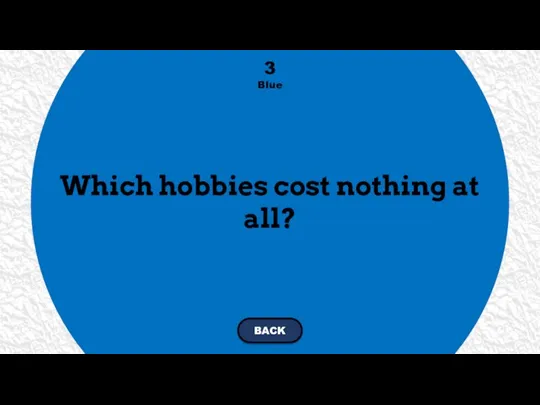 Which hobbies cost nothing at all? 3 Blue BACK