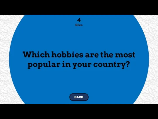 Which hobbies are the most popular in your country? 4 Blue BACK