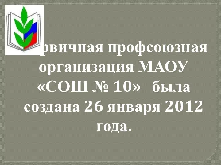 Первичная профсоюзная организация МАОУ «СОШ № 10» была создана 26 января 2012 года.