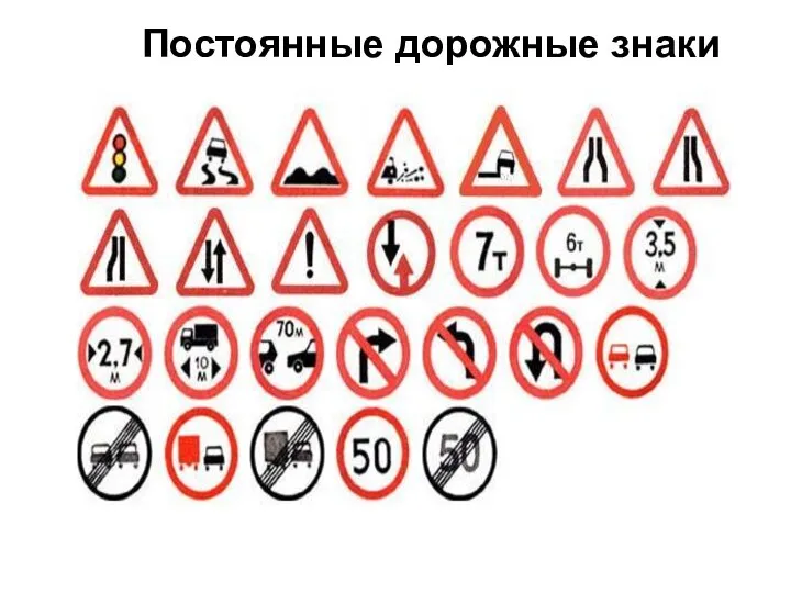 Постоянные дорожные знаки