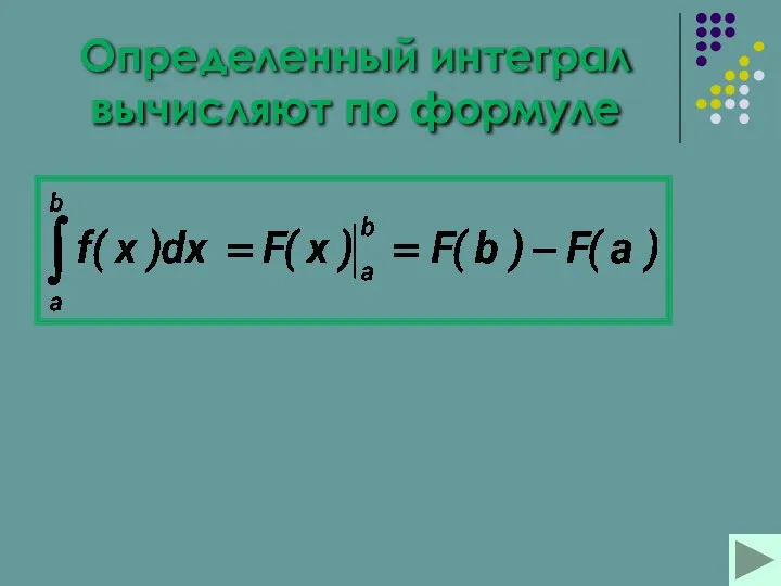 Определенный интеграл вычисляют по формуле