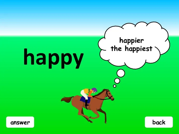 answer happy happier the happiest back