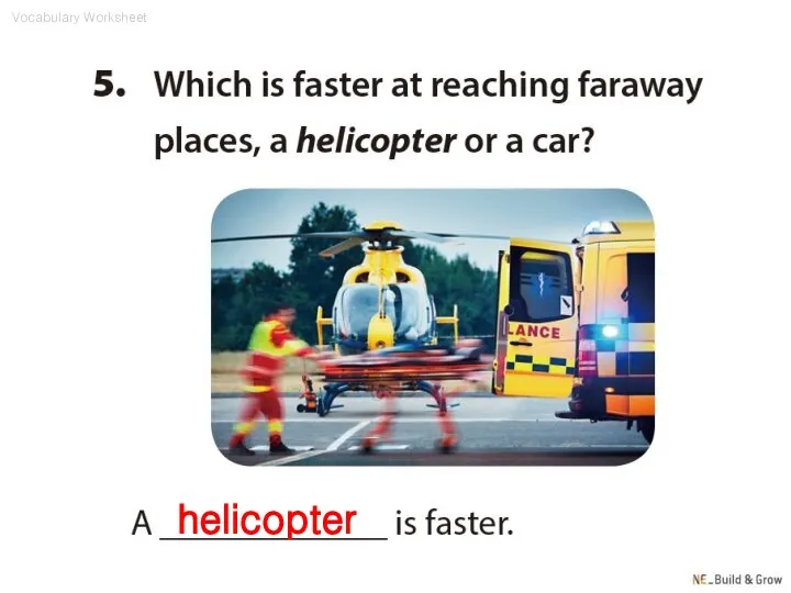 helicopter Vocabulary Worksheet