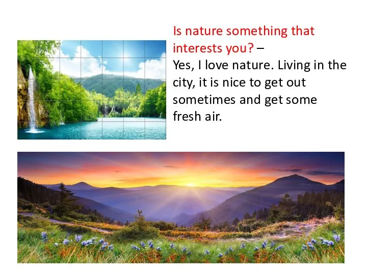 Is nature something that interests you? – Yes, I love nature. Living