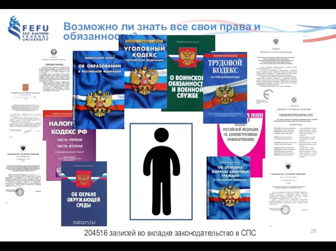 Возможно ли знать все свои права и обязанности? 204516 записей во вкладке законодательство в СПС