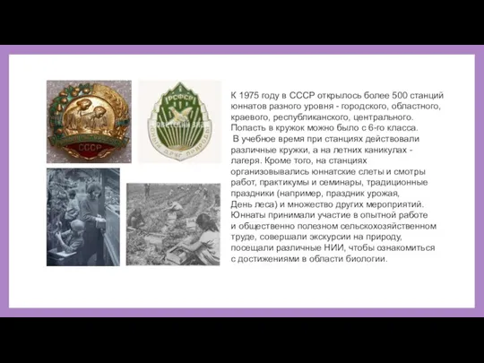 К 1975 году в СССР открылось более 500 станций юннатов разного уровня