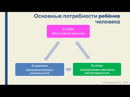 Основные потребности ребёнка человека Писаренко И.А., 2020