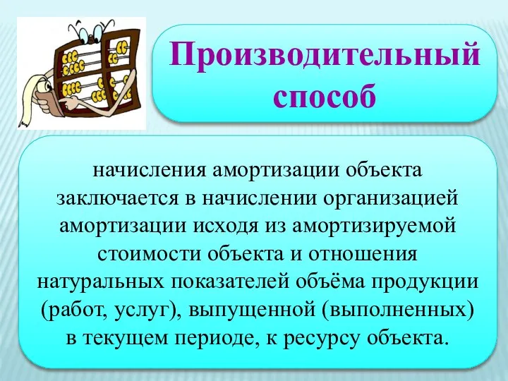 Производительный способ начисления амортизации объекта заключается в начислении организацией амортизации исходя из