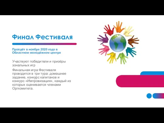 Финал Фестиваля Пройдёт в ноябре 2020 года в Областном молодёжном центре Участвуют