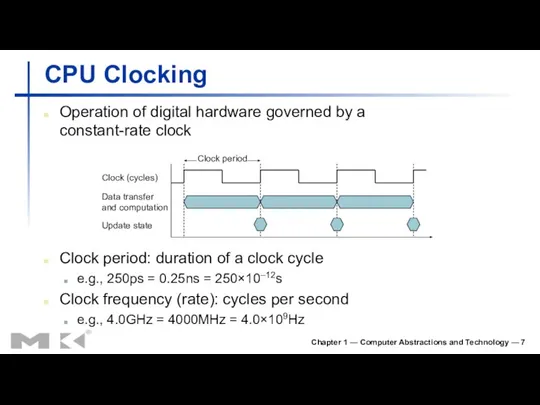 Chapter 1 — Computer Abstractions and Technology — CPU Clocking Operation of