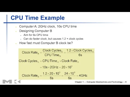 Chapter 1 — Computer Abstractions and Technology — CPU Time Example Computer