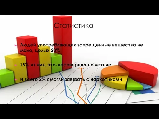 Статистика Людей употребляющих запрещенные вещества не мало, целых 20% 15% из них,