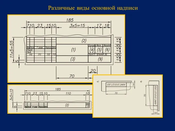 Различные виды основной надписи