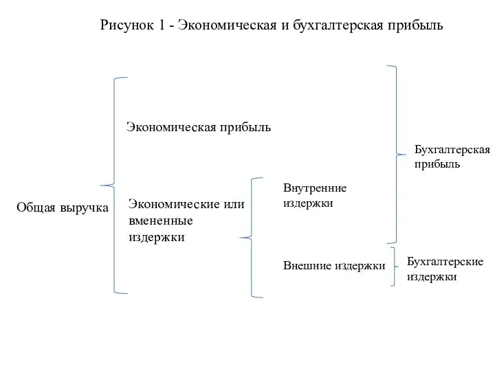 Экономическая прибыль Общая выручка Рисунок 1 - Экономическая и бухгалтерская прибыль Экономические