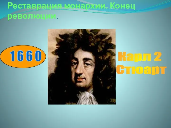 Реставрация монархии. Конец революции. 1 6 6 0 Карл 2 Стюарт