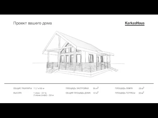 Проект вашего дома ОБЩИЕ ГАБАРИТЫ ВЫСОТА 11,7 х 8,5 м 1 этаж