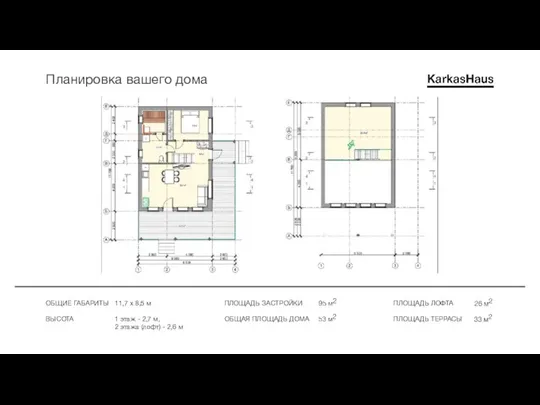 Планировка вашего дома ОБЩИЕ ГАБАРИТЫ ВЫСОТА 11,7 х 8,5 м 1 этаж