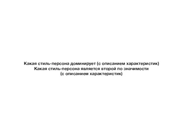 Какая стиль-персона доминирует (с описанием характеристик) Какая стиль-персона является второй по значимости (с описанием характеристик)