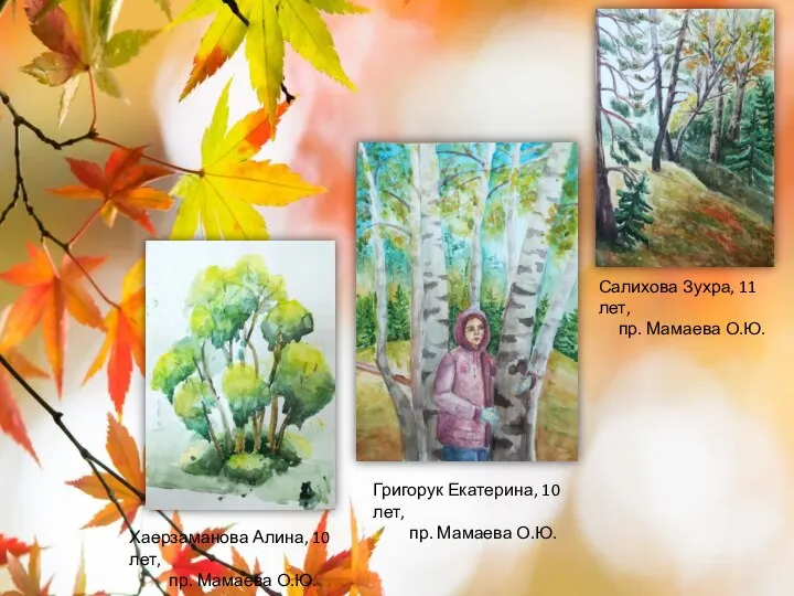 Григорук Екатерина, 10 лет, пр. Мамаева О.Ю. Салихова Зухра, 11 лет, пр.