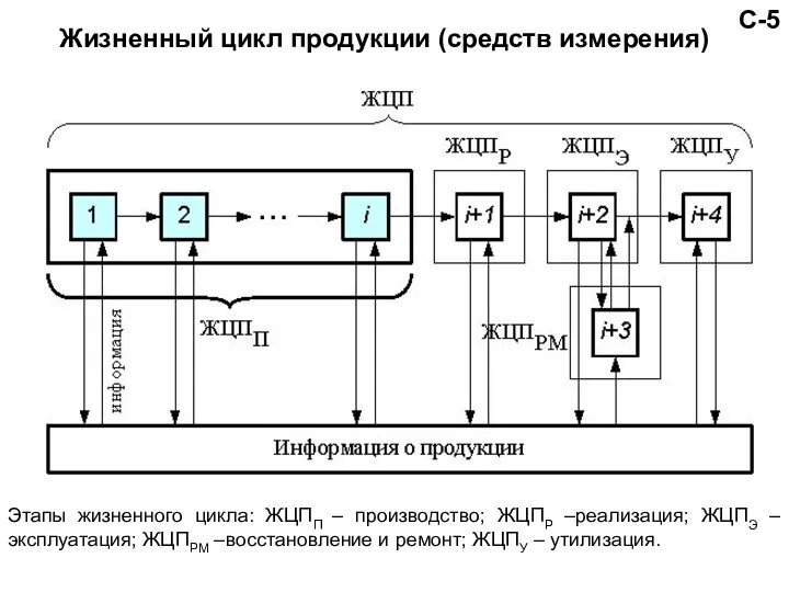 С-5 Жизненный цикл продукции (средств измерения) Этапы жизненного цикла: ЖЦПП – производство;