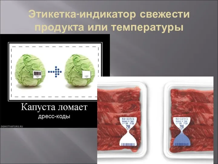 Этикетка-индикатор свежести продукта или температуры