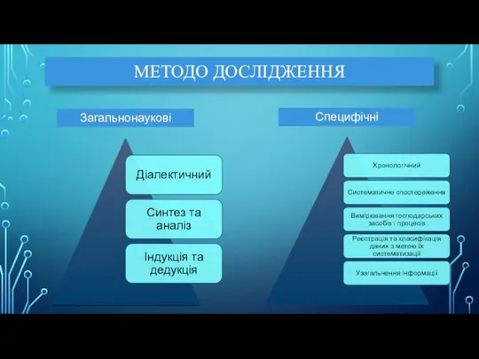 МЕТОДО ДОСЛІДЖЕННЯ Загальнонаукові Специфічні