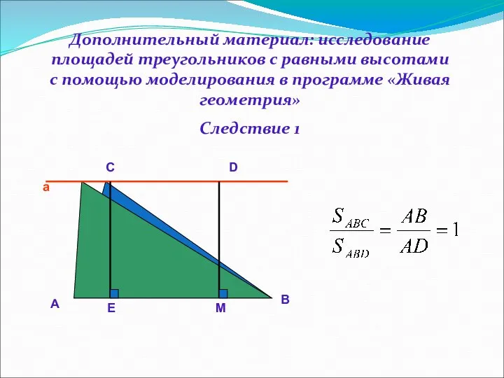 Дополнительный материал: исследование площадей треугольников с равными высотами с помощью моделирования в