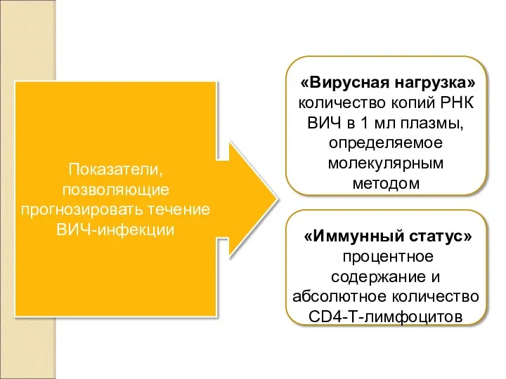 Показатели, позволяющие прогнозировать течение ВИЧ-инфекции «Вирусная нагрузка» количество копий РНК ВИЧ в